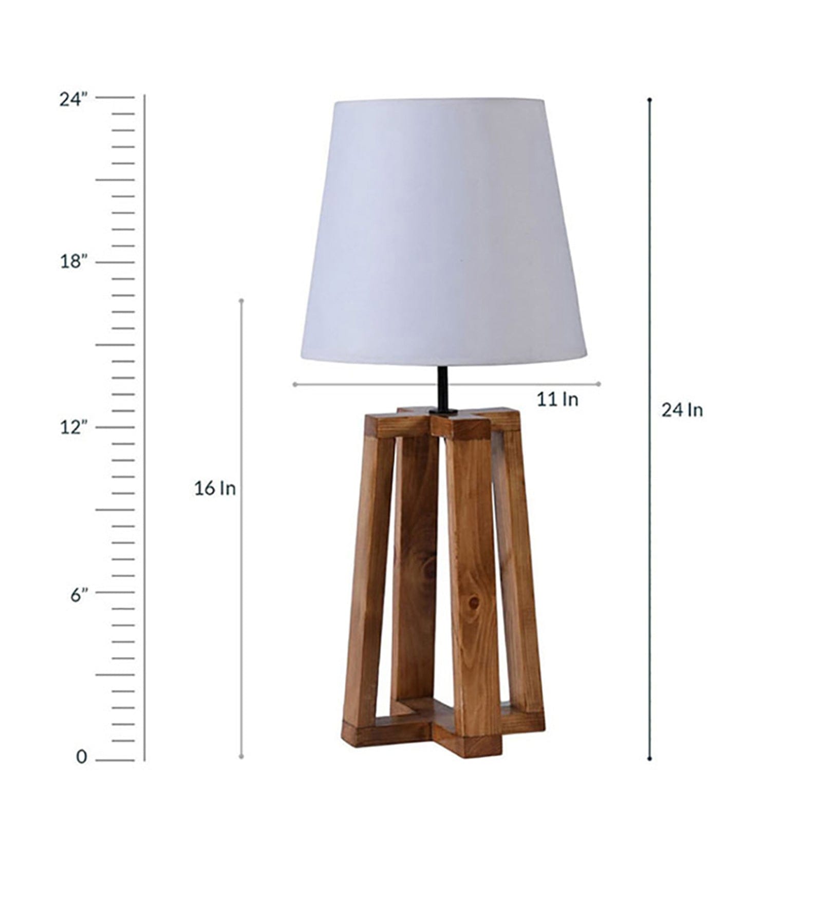 Blender Brown Wooden Table Lamp with White Fabric Lampshade (BULB NOT INCLUDED)