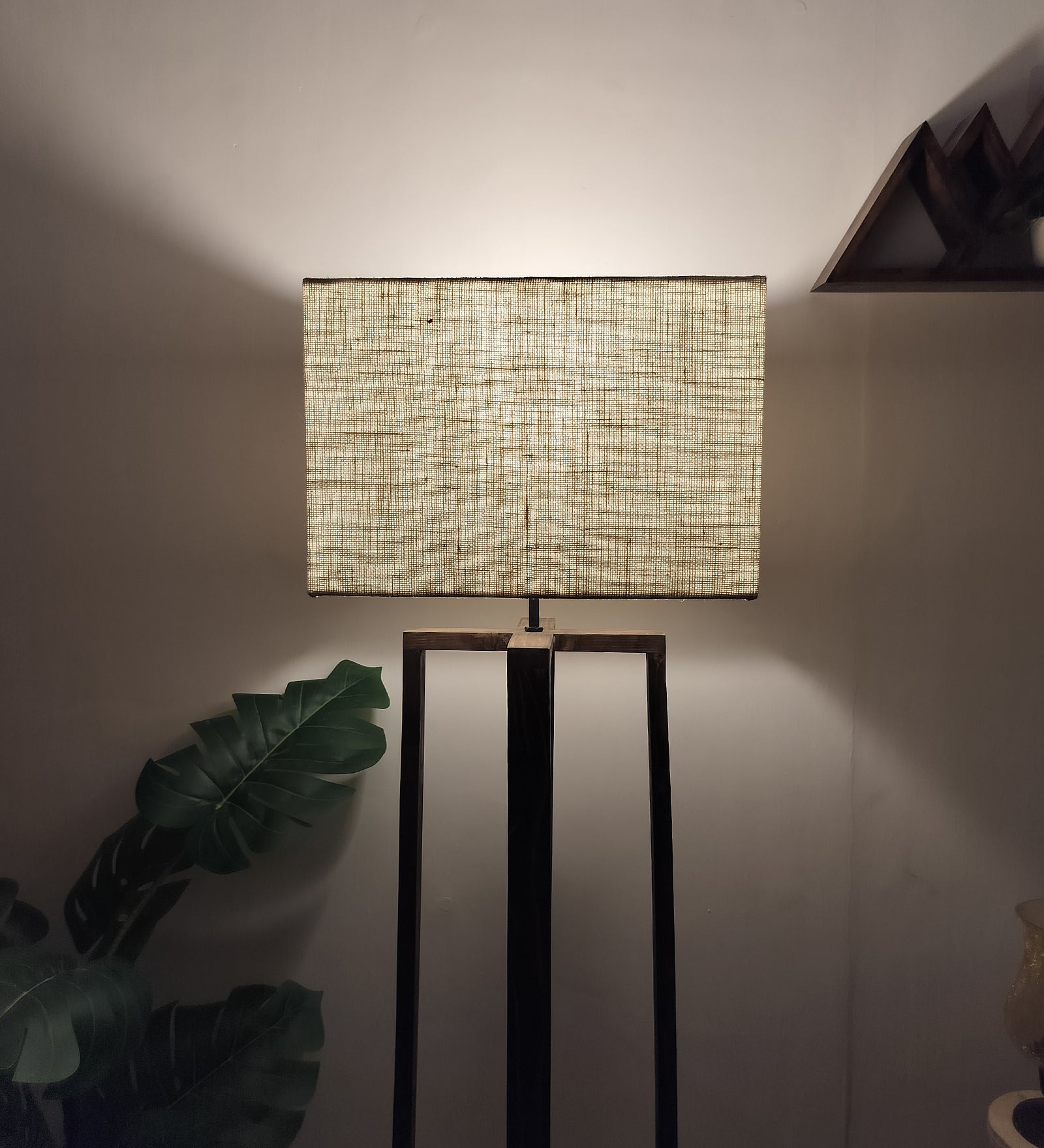 Blender Wooden Floor Lamp with Premium Beige Fabric Lampshade (BULB NOT INCLUDED)