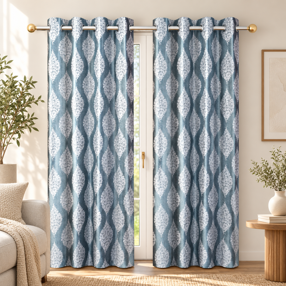 Polyester Door Curtain, 4 × 7 Feet, Room Darkening Curtain with Ethnic Motifs for Living Room and Bedroom, Pack of 1