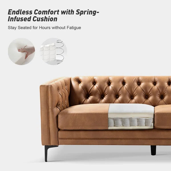 Upholstered Button-tufted Sofa with Metal Legs