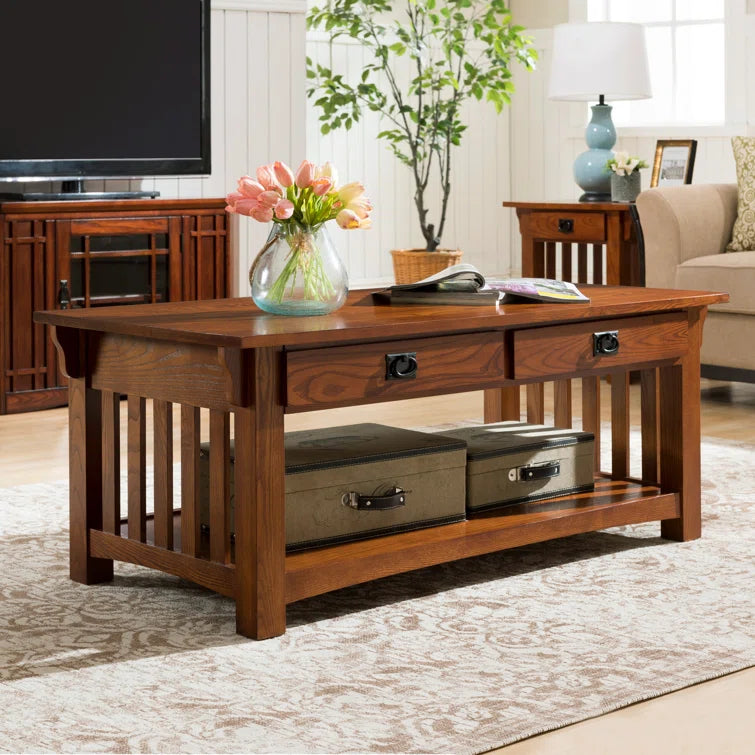 Brockton Solid Wood Coffee Table in Medium Oak