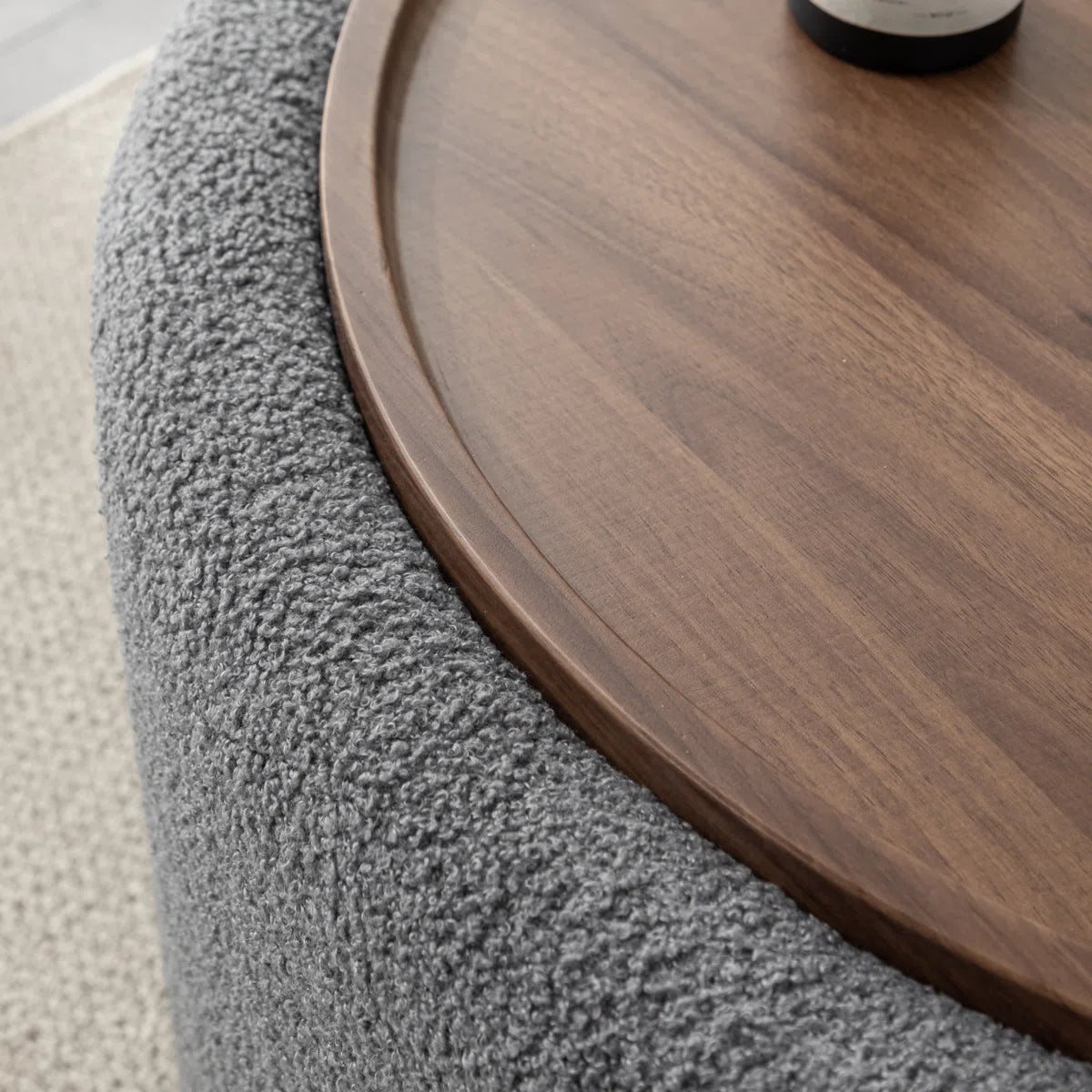 Bryonie Round Accent Ottoman with Storage Table