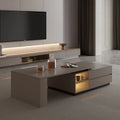 Extendable Rectangular Coffee Table with Storage Drawers  Modern Pedestal Center Table