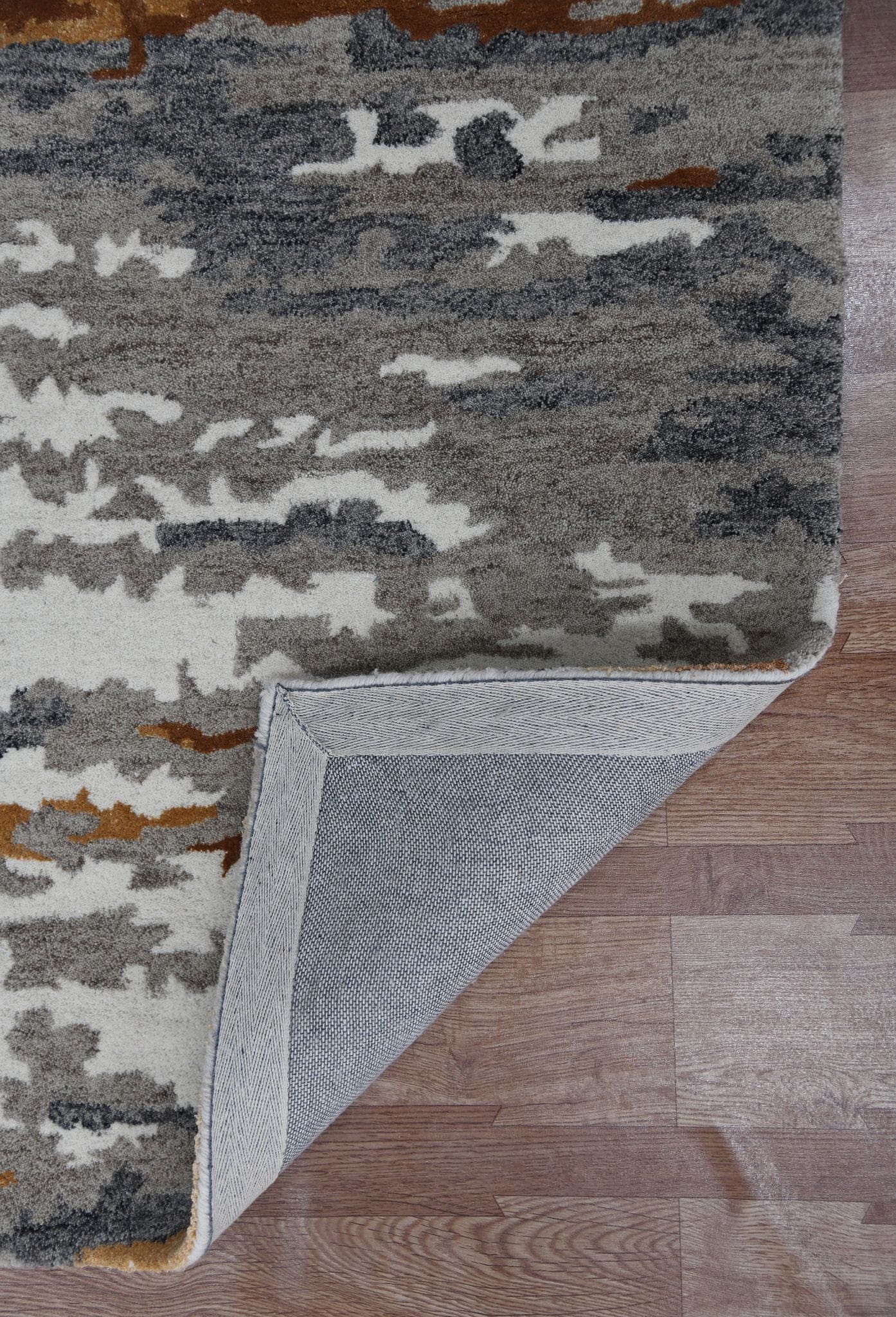 Orange Wool & Viscose Abstract 4x6 Feet  Hand-Tufted Carpet - Rug