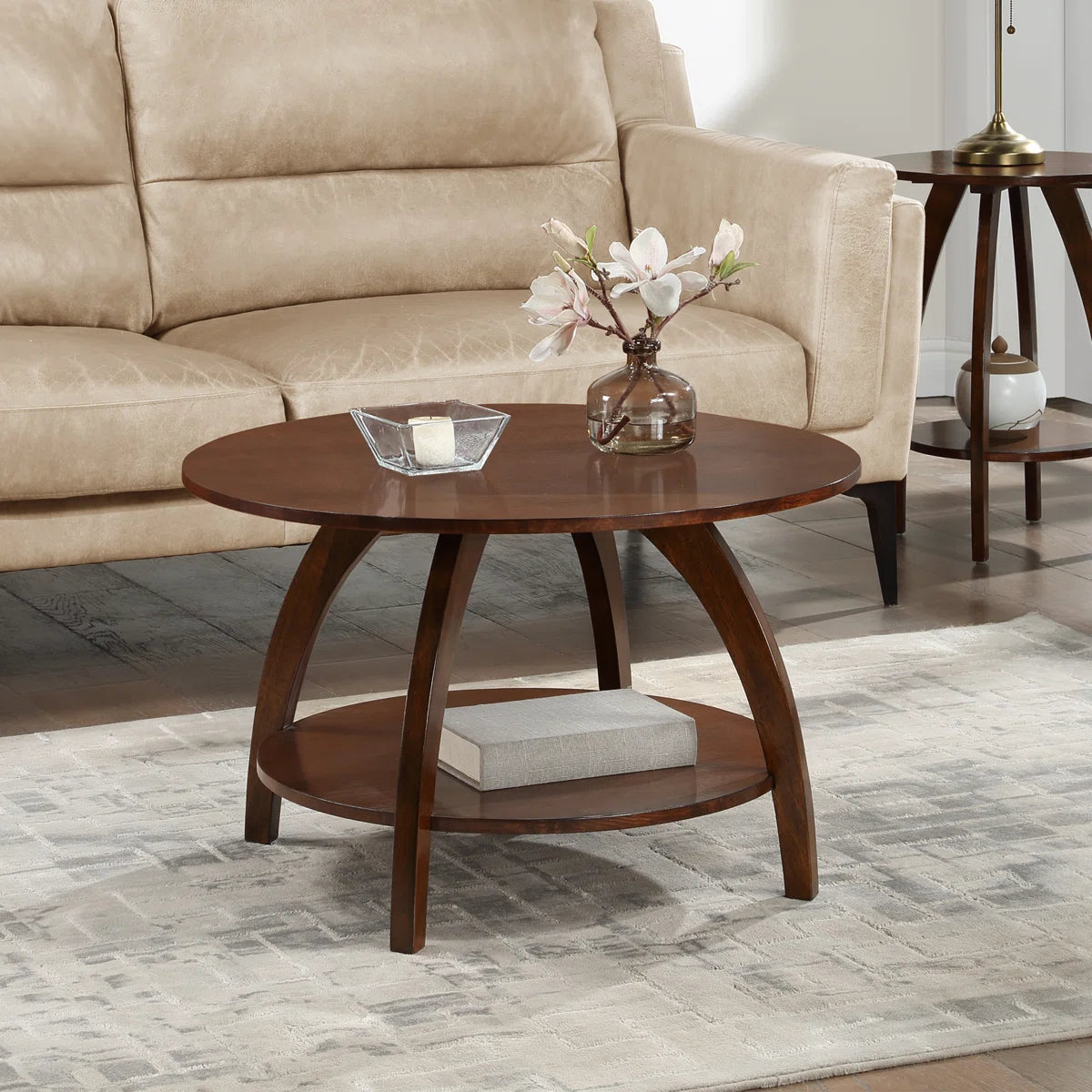 Cabool Round Coffee Table with Shelf