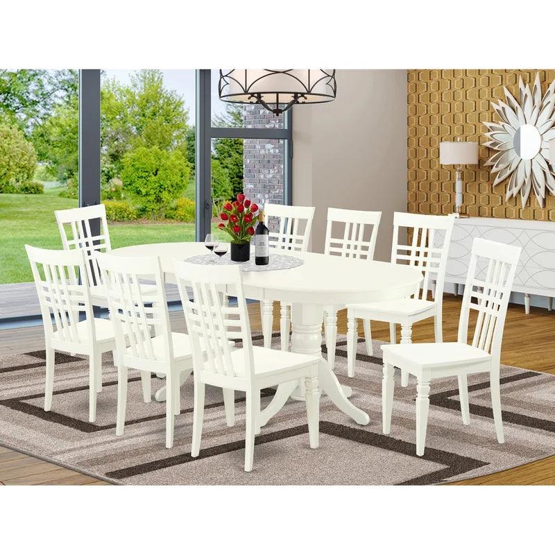 9 - Piece Solid Wood Double Pedestal Dining Set
