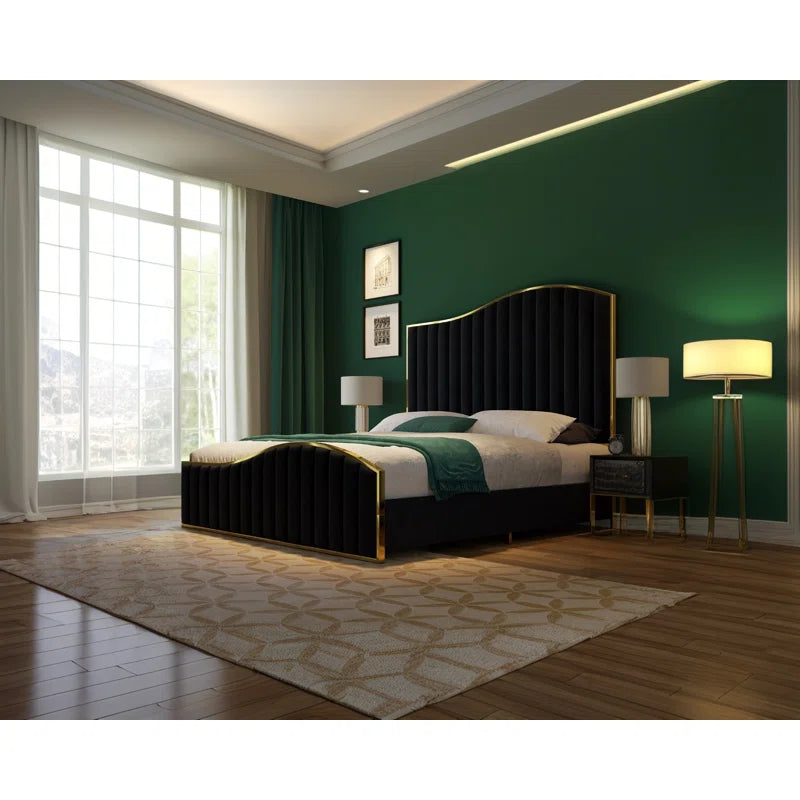 Callisburg Upholstered Bed Frame with Harp Headboard & Footboard