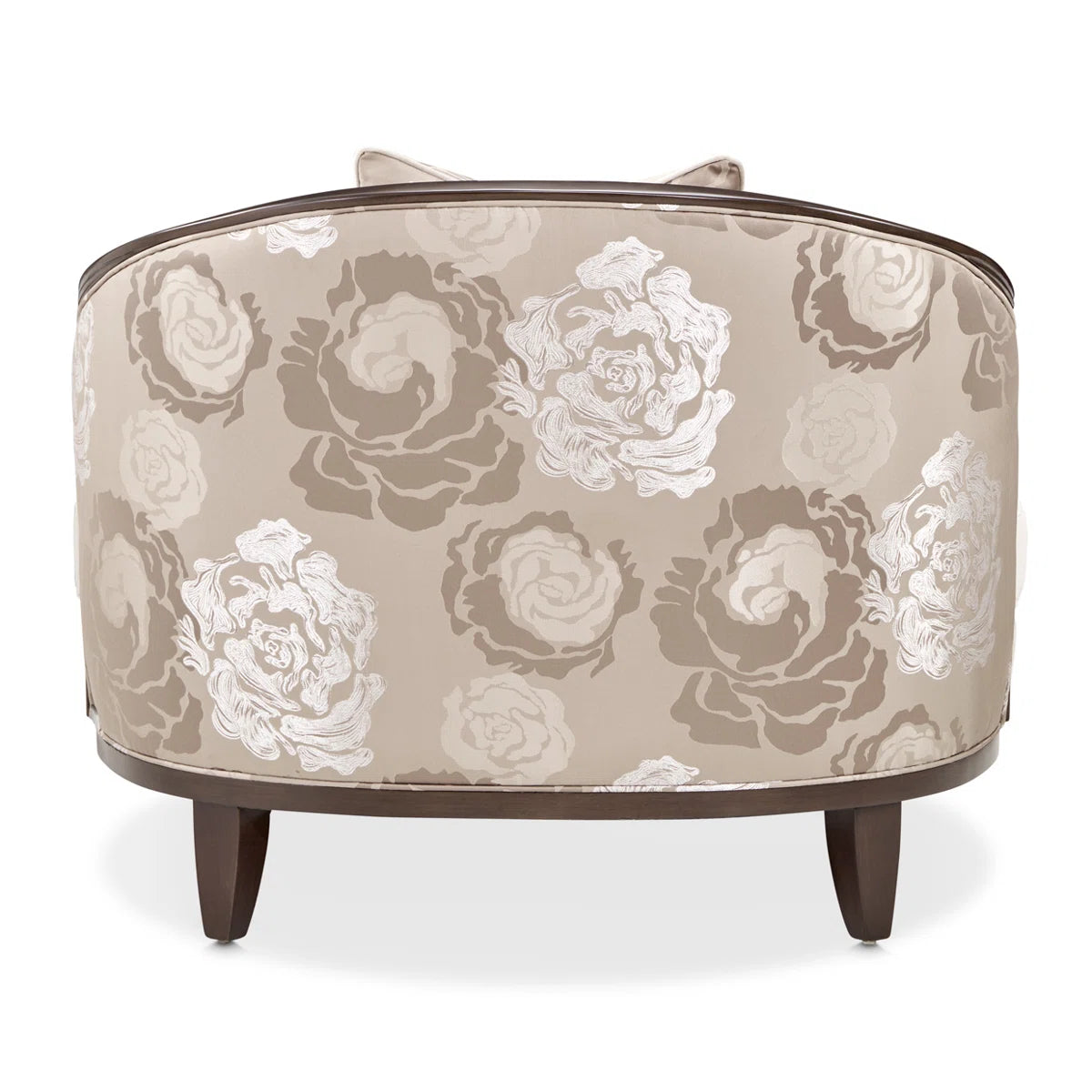Camellia Field Velvet Accent Chair with Floral Back & Decorative Pillow