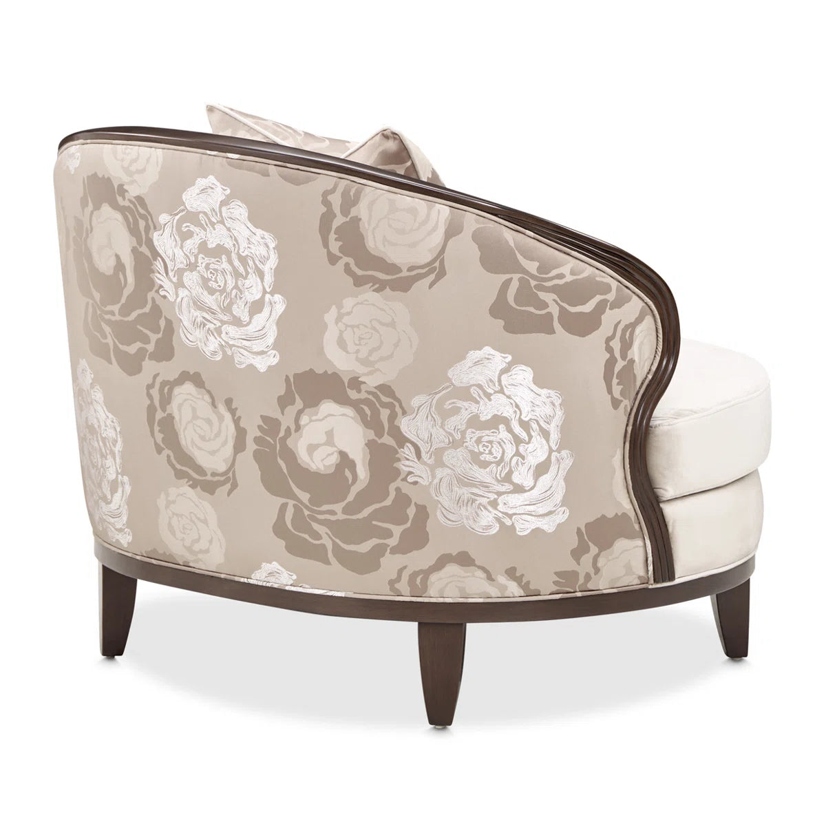 Camellia Field Velvet Accent Chair with Floral Back & Decorative Pillow