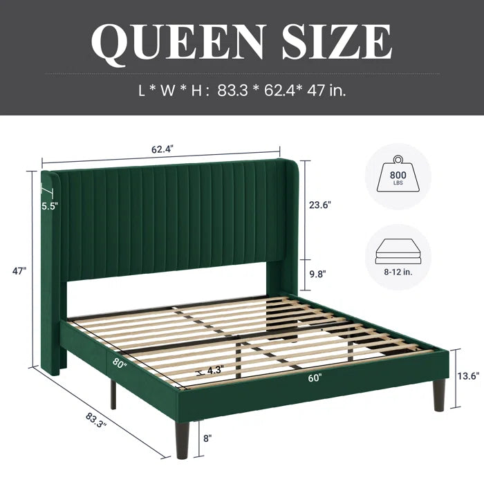 Candler Upholstered Platform Bed with Wingback