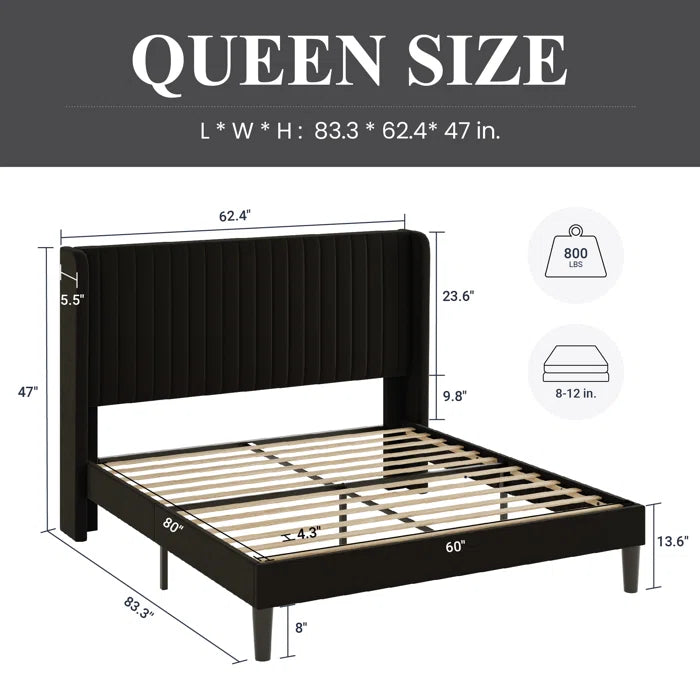 Candler Upholstered Platform Bed with Wingback