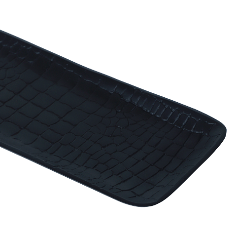 Black Rectangular tray in  Croc Pattern