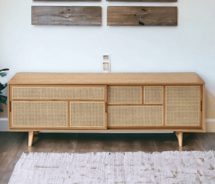 Capture_18911b6f-fa9f-4a8d-b63f-9a664815a4f9.png TEAK WOOD CANE TV UNIT - Image 1