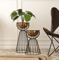 Twin Bloom Planters set of 2 black floor planters