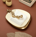 Stones Serving ware Ivory enamle - Napkin Holder Gold