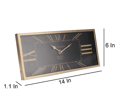 The Rectangular Framed Clock in Gold Finish