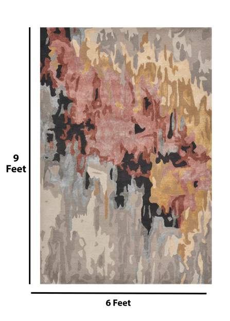 Saraswati Global Rug, Wool Area Rug, Vibrant And Luxurius Rug, 6x9 Feet, Anti Slip & Anti Skid Baking Carpet, Modern Rug, Ideal for Bedroom, Living Room, and Dining Room, Kids Room, Office Rug.