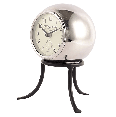 Seated Sphere Clock in Silver & Black Colour - Ouch Cart 