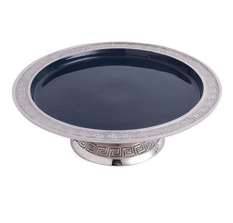 Versace Design Cake Stand  in Blue Enamle & Silver Finish