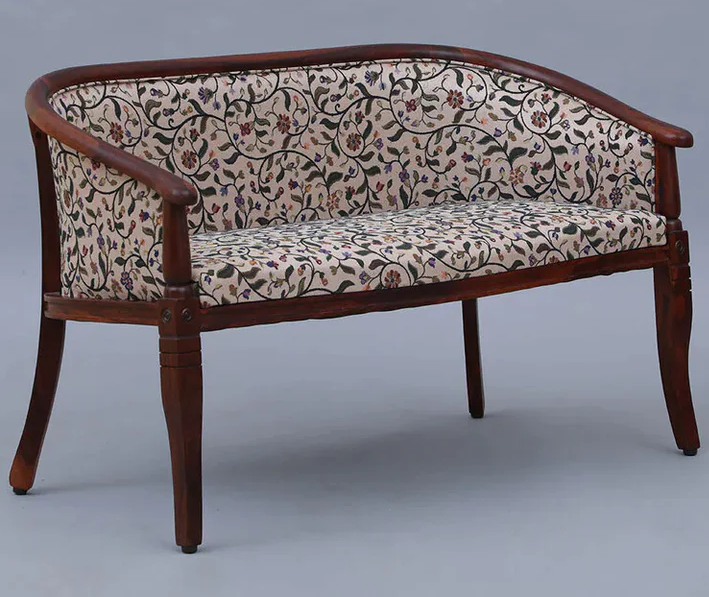 Sheesham Wood 2 Seater Sofa In Scratch Resistant Honey Oak Finish in Multicolor