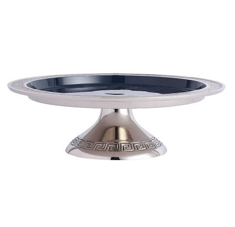 Versace Design Cake Stand  in Blue Enamle & Silver Finish