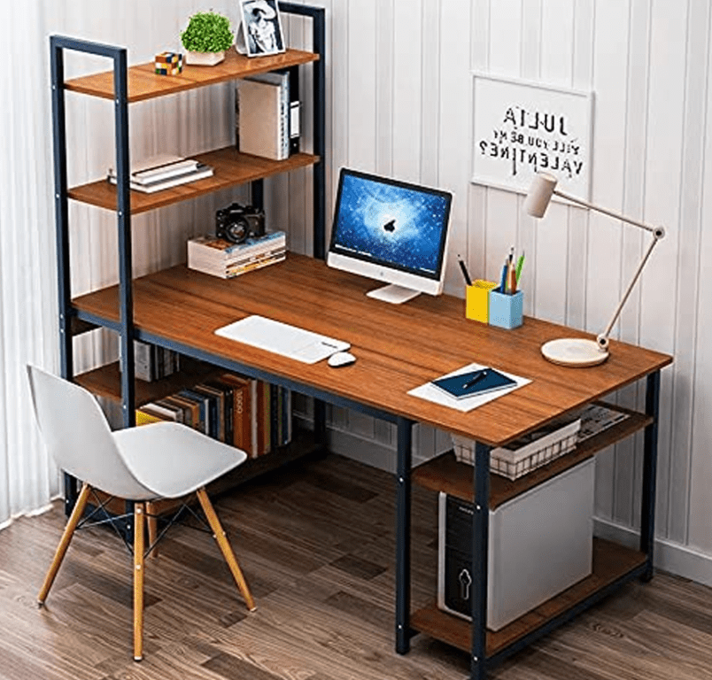 Myles Computer Desk with Six Storage Shelves