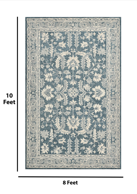 Saraswati Global Rug Premium Wool Rug, 8x10 Handmade Area Rug, Anti-Skid & Anti Slip Cotton Backing Carpet , Ideal for Bedroom, Living Room, and Dining Room, Kids Room, Office