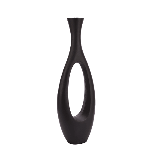 Oblong Vase in Raw Black Finish Small Size - Ouch Cart 