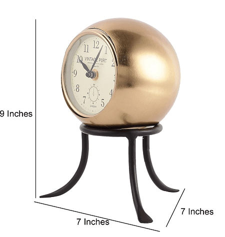 Seated Sphere Clock in Gold & Black Colour