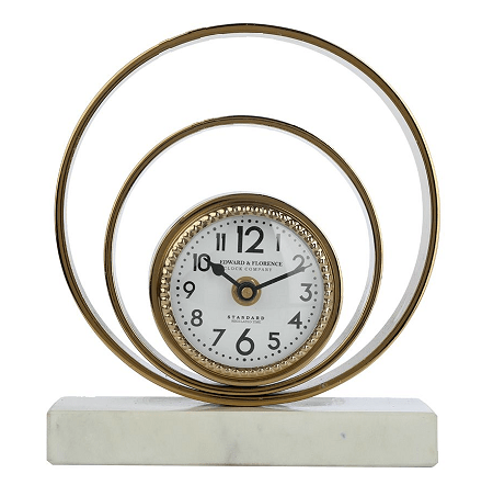 Rings Of Saturn Desk Clock in Marble & Gold Finish