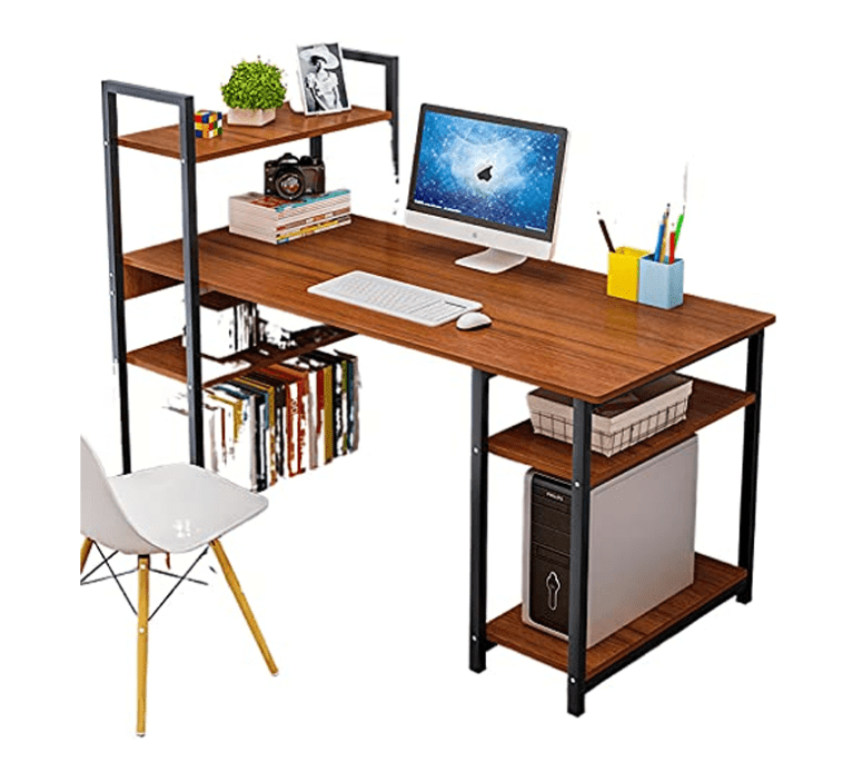 Myles Computer Desk with Six Storage Shelves