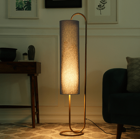 Graceful Grey & GoldCurve Floor Lamp