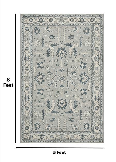 Saraswati Global Rug, Premium Wool Area Rug, 5x8 Feet,  Luxury Rug, Ideal for Bedroom, Living Room, and Dining Room, Kids Room, Office Rug, Anti-Skid & Anti Slip Backing Carpet.