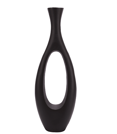 Oblong Vase in Raw Black Finish Small Size - Ouch Cart 