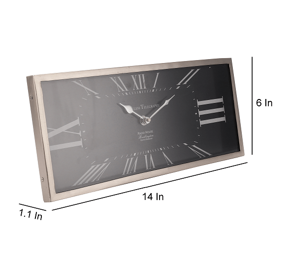 The Rectangular Framed Clock in Silver Finish
