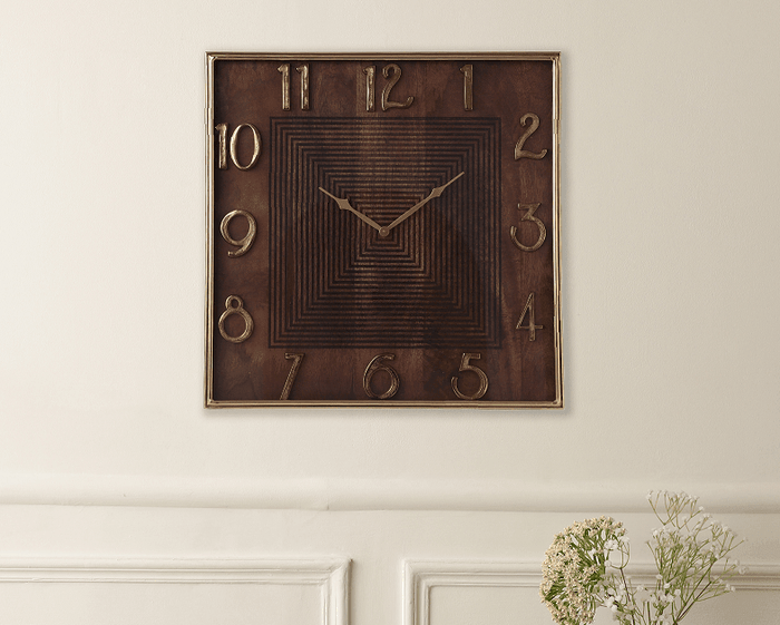 Capture_7d80ebdc-40cd-4136-9a26-213923cdb47c.png Chateau Square Gold Wall Clock - Image 1