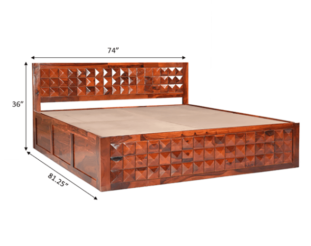 Pluto Sheesham Solid Wood King Size Bed with Storage