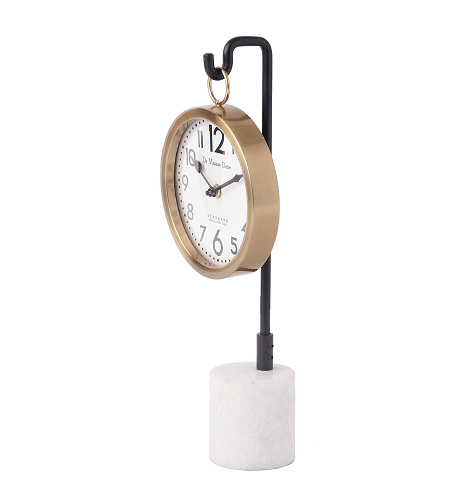 Suspended Marble Time Keeper in Gold  Table Clock