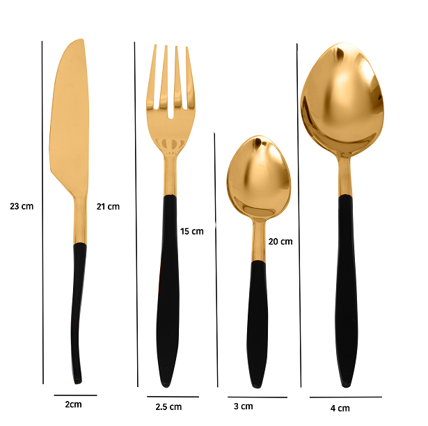 Midnight Opulence Black & Gold Cutlery Set