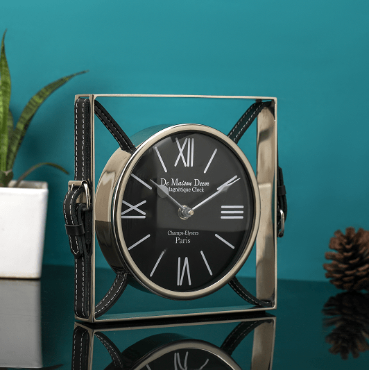 Timeless Straps Silver Table Clock