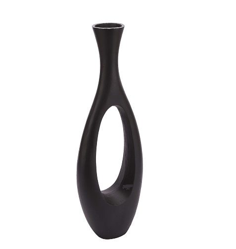 Oblong Vase in Raw Black Finish Small Size - Ouch Cart 