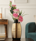 Regal Black and Gold Banded Enamel Vase