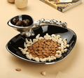 Stones Serving ware Jet Black enamle - Chip & Dip Platter