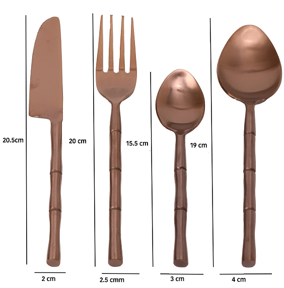 Bamboo Elegance Copper Cutlery Set
