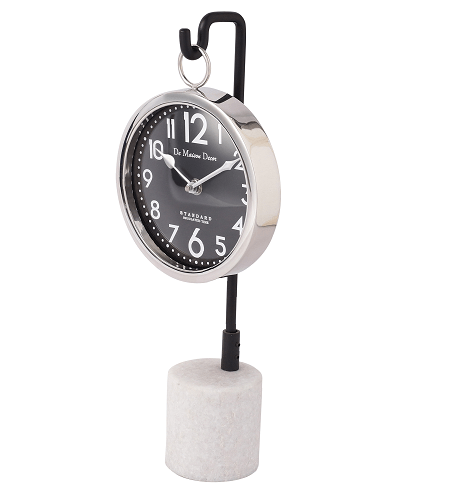 Suspended Marble Time Keeper in Silver Table Clock