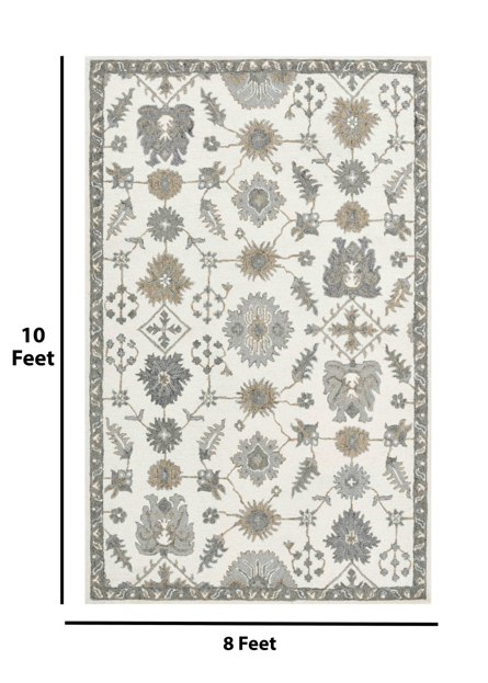 Saraswati Global Rug, Wool Area Rug, Vibrant And Luxurius Rug, 8x10 Feet, Anti Slip & Anti Skid Baking Carpet, Modern Rug, Ideal for Bedroom, Living Room, and Dining Room, Kids Room, Office Rug.