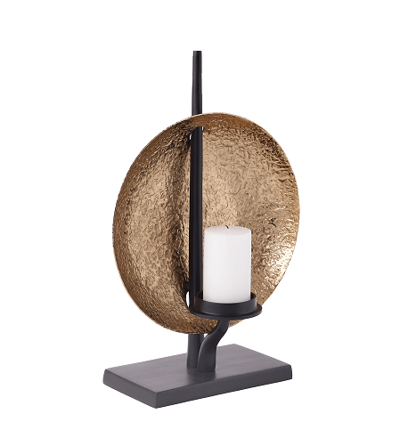 Luminous Disc Candle Holder in gold and Black Finish