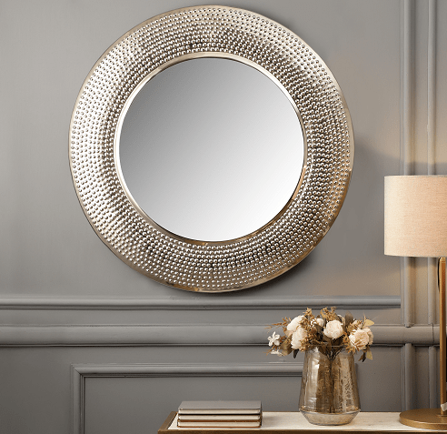 The Large Beaded Silver Mirror