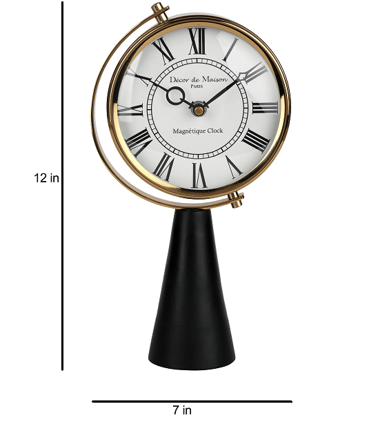 Black Wood's Pedestal Clock in Reflective Gold