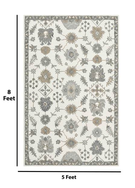 Saraswati Global Rug  Handmade Area Rug 5x8 Feet, Premium Wool, Anti-Skid & Anti Slip Backing Carpet , Ideal for Bedroom, Living Room, and Dining Room, Kids Room, Office.